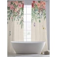 thumbnail image 5 of Watercolor Roses Sheer Curtains 96 Inch Length 2 Panels Set, Spring Flowers Leaves Butterflies Beige Voile Window Treatment Semi Sheer Long Curtains Drapes for Bedroom/Living Room/Kitchen 52"x96"x2, 5 of 7