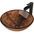 thumbnail image 2 of VIGO Glass Round Vessel Bathroom Sink in Russet Brown with Niko Faucet and Pop-Up Drain in Antique Rubbed Bronze, 2 of 10