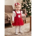 thumbnail image 4 of RUINIXCW Infant Girl Christmas Outfit Long Sleeve Romper Overall Dress and Headband, 4 of 8