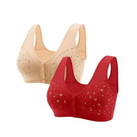 HCURIBAD Bras for Women Pack  Push up bras 2Pcs Women Gathering Bra Without Steel Ring Underwear (Solid Color  Mixed Color Available)  Front Closure Bras  Sports Bras 2PC Underwear Rose Gold L