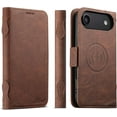 thumbnail image 2 of Leather Magnetic Wallet Case for iPhone17 Pro Max Compatible with MagSafe & Wireless Charging, 3 Card Slots & ID Holder, Kickstand, 360° Military Shockproof Protection Premium Brown, 2 of 9
