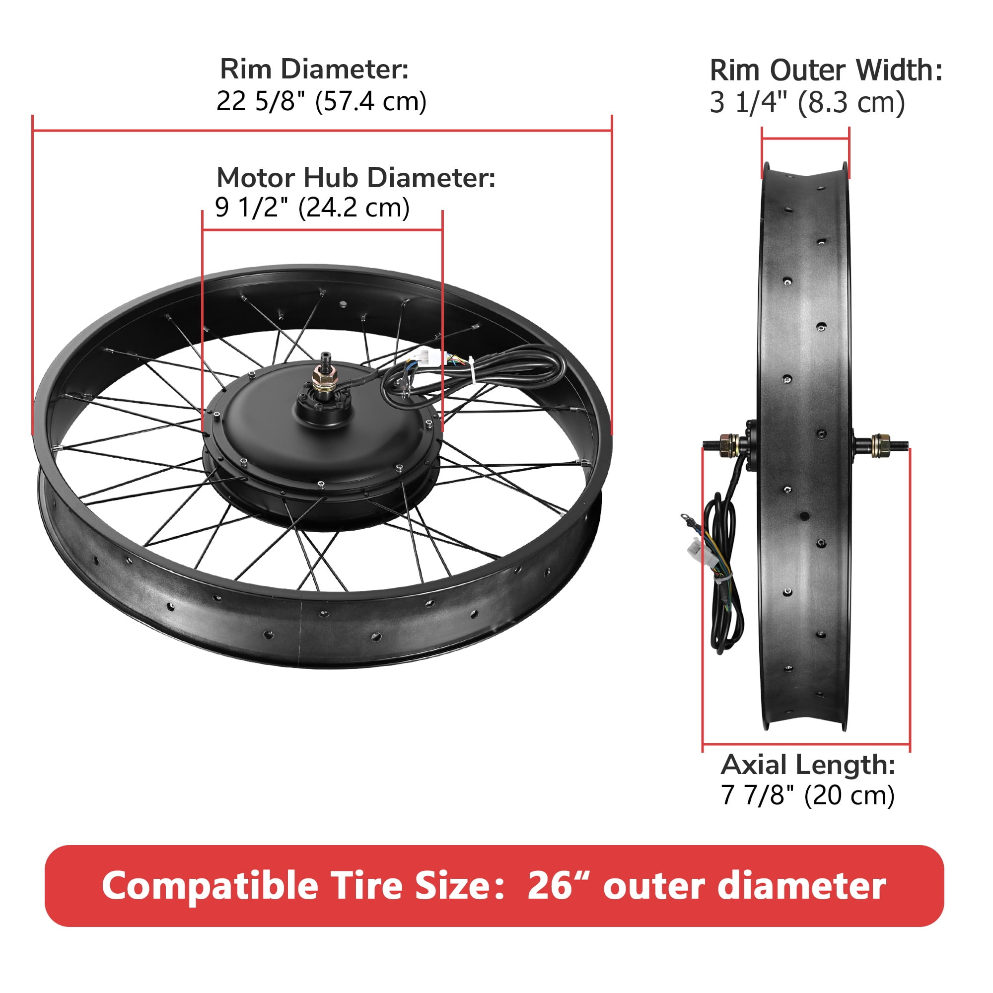 Yescom electric bicycle motor front wheel fat tire kit 48v 1000w sale