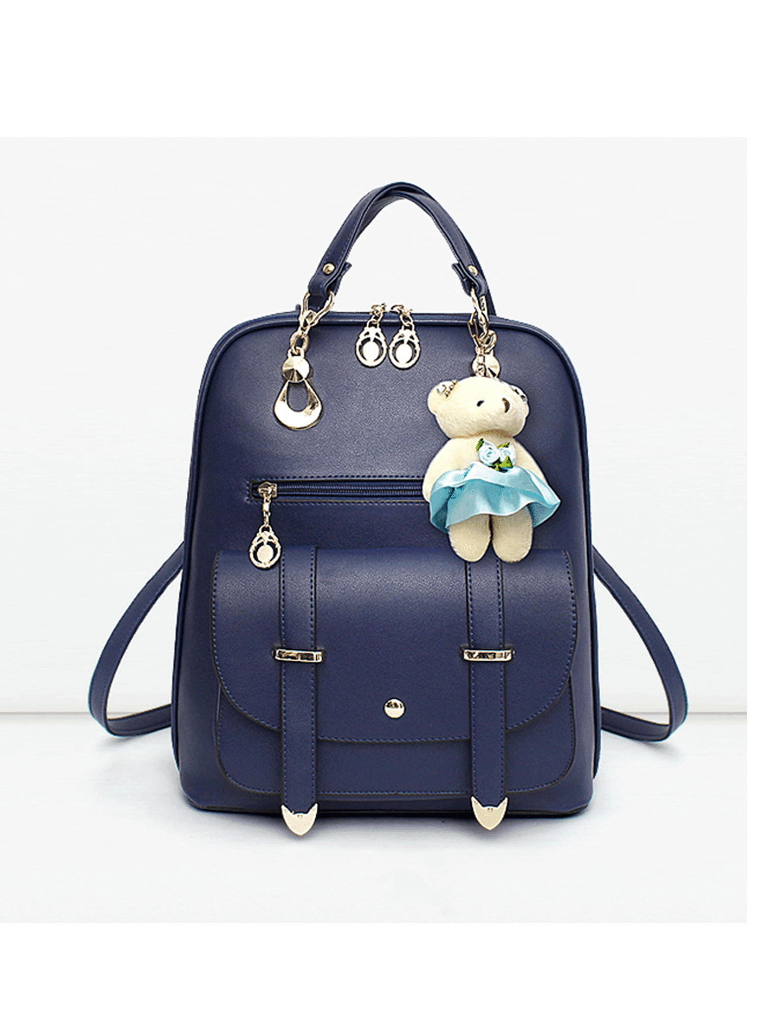 PU Leather Shoulder Bag,Blue Hair Dog Backpack,Portable Travel School Rucksack,Satchel with Top Handle