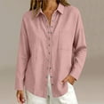 thumbnail image 3 of TGSLY Linen Snap Button Down Tops for Women Lightweight Soft Collared Long Sleeve Textured Shirts Dressy Casual Solid Color Fall Blouses with Pocket XX-Large, 3 of 5
