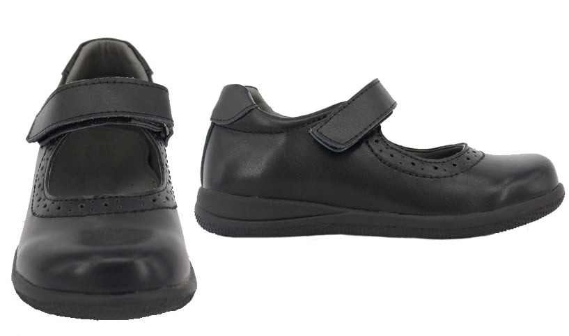 black leather shoes school