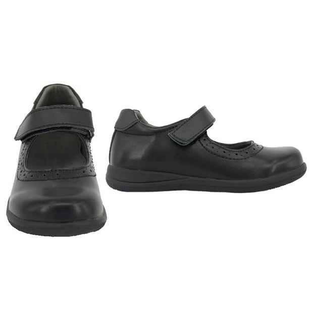 Happystep en Cuir Véritable Petite Fille Mary Jane Uniforme Scolaire Chaussures Habillées Formelles - Noir (1 Paire)