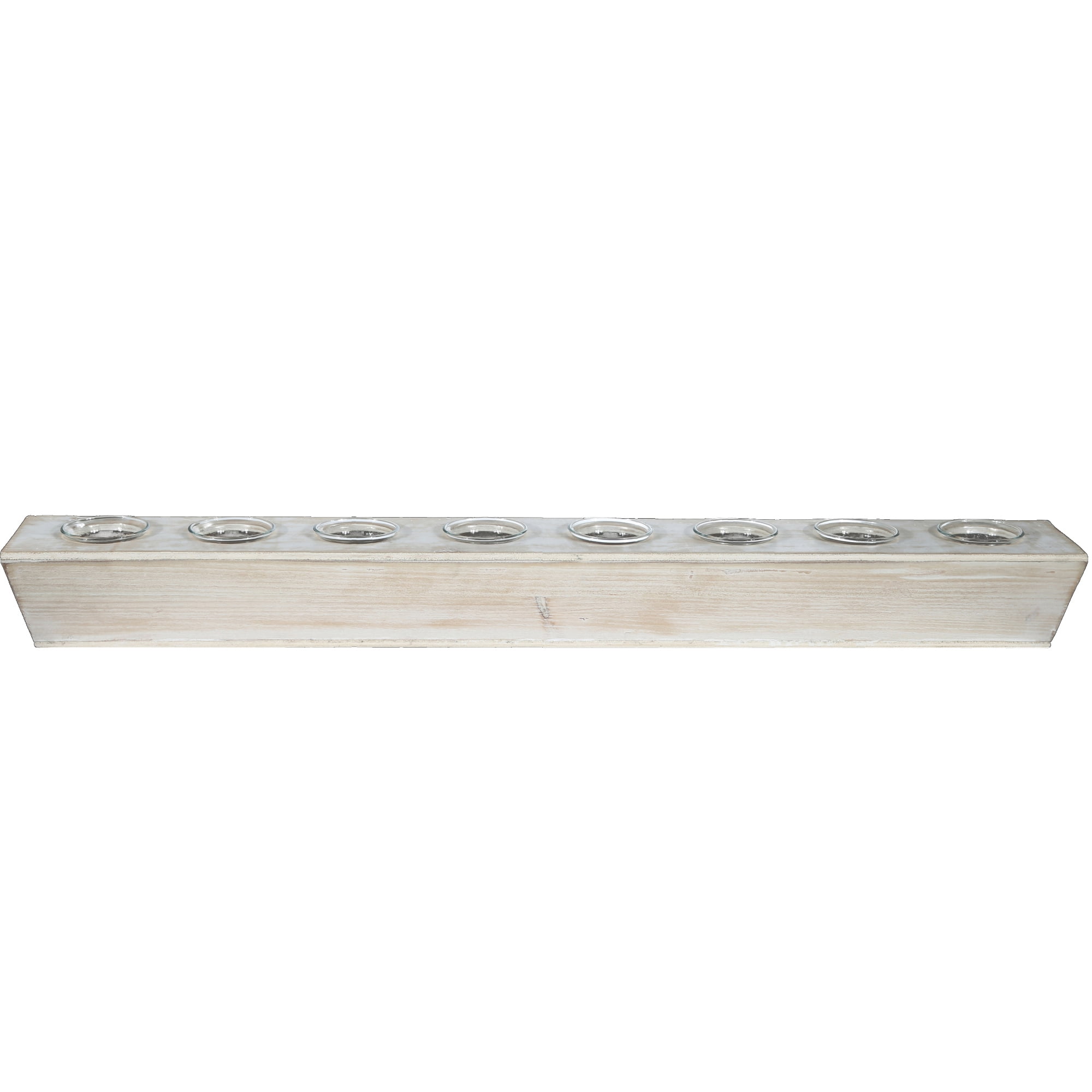 Rectangular Wooden Candle Holder with Submerged Glass Holder, Large