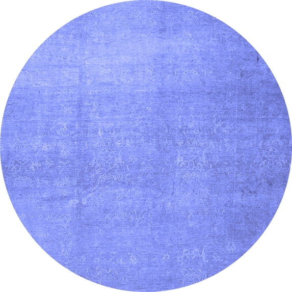 Ahgly Company Indoor Round Abstract Blue Contemporary Area Rugs, 3' Round