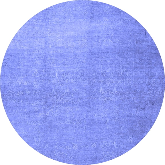 Ahgly Company Indoor Round Abstract Blue Contemporary Area Rugs, 5' Round