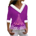 thumbnail image 1 of yilyih Blouses pour Femmes, Pull Imprimé à Col en V Manches Longues, 1 of 3