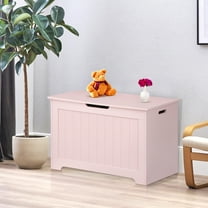 HomGarden 150L Wood Toy Chest Child Storage Box Cabinet W/Safety Hinged Lid, Pink