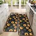 thumbnail image 4 of Kitchen Rugs Sets Of 2,Black Green Leaf Sunflower Pattern Anti Fatigue Kitchen Mat Rugs Non Slip Washable,Decorative Kitchen Floor Mats for Kitchen,Sink,Laundry,17"x47"+17"x47", 4 of 5