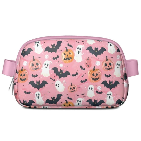 Cute Pumpkin Ghost Halloween Pattern Cute Fanny Packs for Women,Travel Waterproof Crossbody Fanny Bags Waist Purse for Women Anti Theft Adjustable Strap for Running Travel Cycling