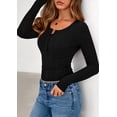 thumbnail image 4 of Blusa Henley de Manga Larga para Mujer PRETTYGARDEN Negra XXL, 4 of 8