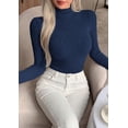 thumbnail image 4 of PRETTYGARDEN Long Sleeve Shirts for Women Fall Clothes | Soft Brushed Ribbed Knit Pullover, Mock Neck Lightweight Sweater, Comfy Underscrubs, Basic Casual Winter Layering Tops, 4 of 8