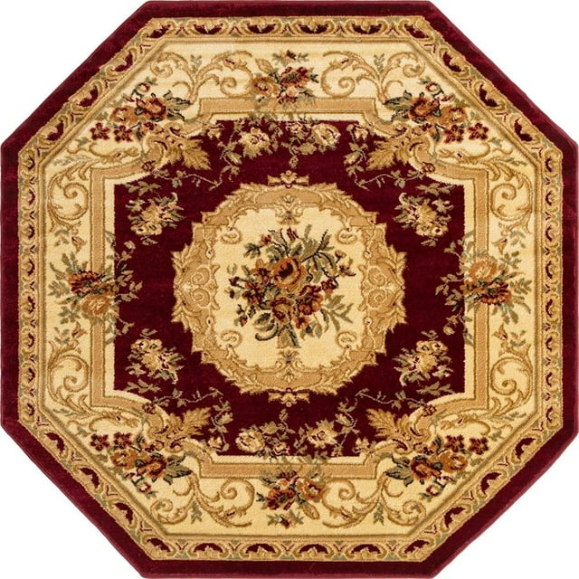 Unique Loom Tapis Motif Médaillon Versailles 5' x 5' Octogone Bordeaux/ivoire