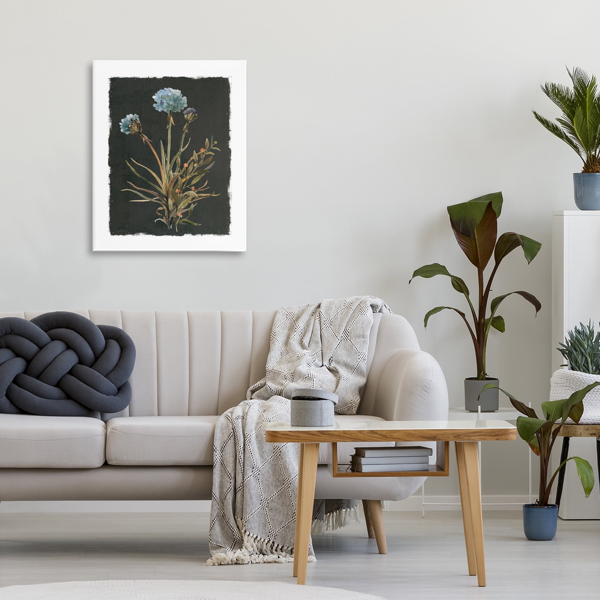 Stupell Industries Cerulean Bloom on Dark Green Canvas Wall Art, design by Carol Robinson