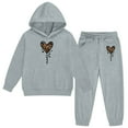 thumbnail image 4 of WOYY Sweatsuit for Girls Heart Print Hoodie Sweatshirt Joggers Outfits Fashion Kids Clothes, Sizes 2-13, 4 of 5