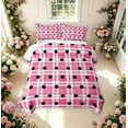 thumbnail image 2 of Manfei Modern Checkered Twin Quilt Set,Minimalist Polka Dot Twin Coverlet Set,Pink White,2pcs,1 Bedspread and 1 Pillowcase, 2 of 7