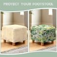 thumbnail image 6 of SCRAWLGOD Vintage Tropical Leaf Print Green Beige Stretch Ottoman Cover Square Ottoman Slipcovers Furniture Protector, Storage Stool Furniture Protector with Elastic Bottom for Foot Stool, 6 of 7