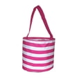 thumbnail image 2 of Fabric Bucket Tote Bag for Children - Toys - Easter Basket - Pink & White Stripe, 2 of 2