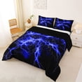 thumbnail image 2 of Homewish Navy Neon Lightning Full Size Comforter Sets,Aesthetic Geometric Bedding Comforter Set,Black Reversible,3pcs,1 Comforter and 2 Pillowcases, 2 of 7