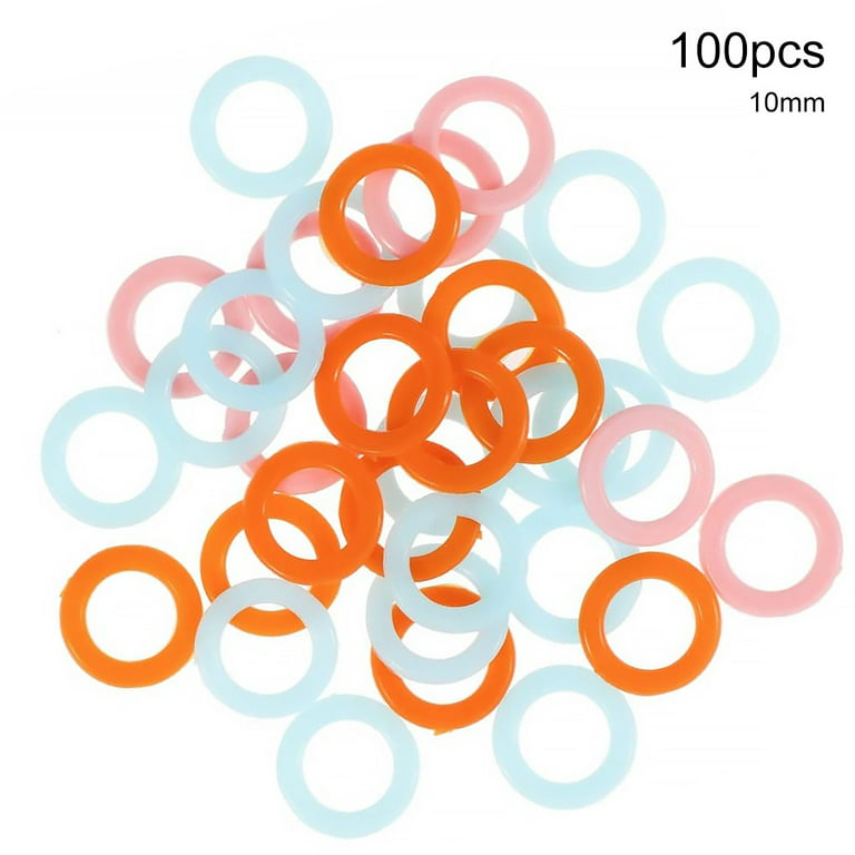 100pcs Round Multicolor Plastic Knitting Crochet Locking Stitch Markers Rings Needle Clips, Size: Small, Other