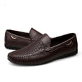 thumbnail image 3 of Men's Casual Hollow Loafers Slip On Leather Shoes Breathable Driving Shoes Moccasins Classic Penny Loafer Flats Boat Shoes, 3 of 9