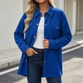 thumbnail image 6 of Women Waffle Knit Shacket Sevevn Point Collar Button Down Oversized Fit Textured Waffle Fabric Dual Chest Pockets Long Sleeve Outerwear For Daily Casual Wear, 6 of 8