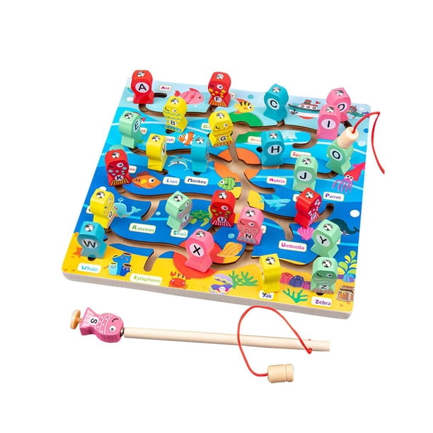 Tholdsy Juego de laberinto para caminar de pesca magnética para niños, rompecabezas de educación temprana, juguete a juego cognitivo con letras Juguetes Educativos Tholdsy FN002829-00