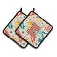 thumbnail image 4 of Carolines Treasures CJ2001-LPTHD Letter L Retro Teal Orange Musical Instruments Initial Pair of Pot Holders, 7.5 x 3 x 7.5 in., 4 of 7