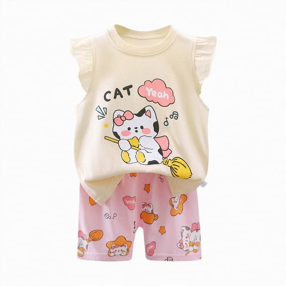 OYXSER Baby Girl Clothes Outfits 3T 4T Ruffle Sleeveless Shirts Floral Tops Shorts Clothing Set 2Pcs Baby Girl Summer Outfits, Black 5-6Y