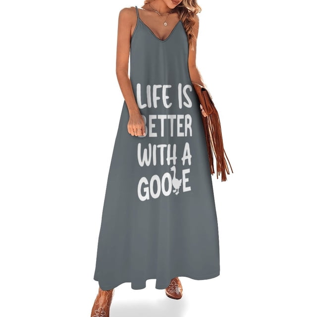 La vida es mejor con un ganso, genial y genial, mamá, papá, esposa, hermana, hermano, citas, regalos del día de Gosse, vestido sin mangas