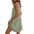 thumbnail image 5 of aohooy Linen Mini Dress for Women Casual Crew Neck Sleeveless Mini Dresses Loose Summer Cotton Flowy Pleated Tiered Beach Sundress Green,S, 5 of 8