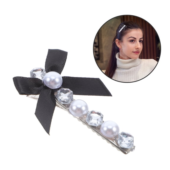 WEUVEB Durable Black Fabric Bow Hair Clip Stylish Hair Barrette for Versatile Use