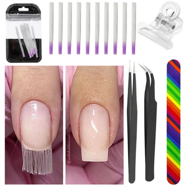 Kit de Extensión de Uñas con Fibra de Vidrio: Herramientas Profesionales para Diseño de Uñas en Casa o Salón, Incluye Pinzas, Lima y Formas de Fibra, Ideal para Uñas Largas y Decorativas.