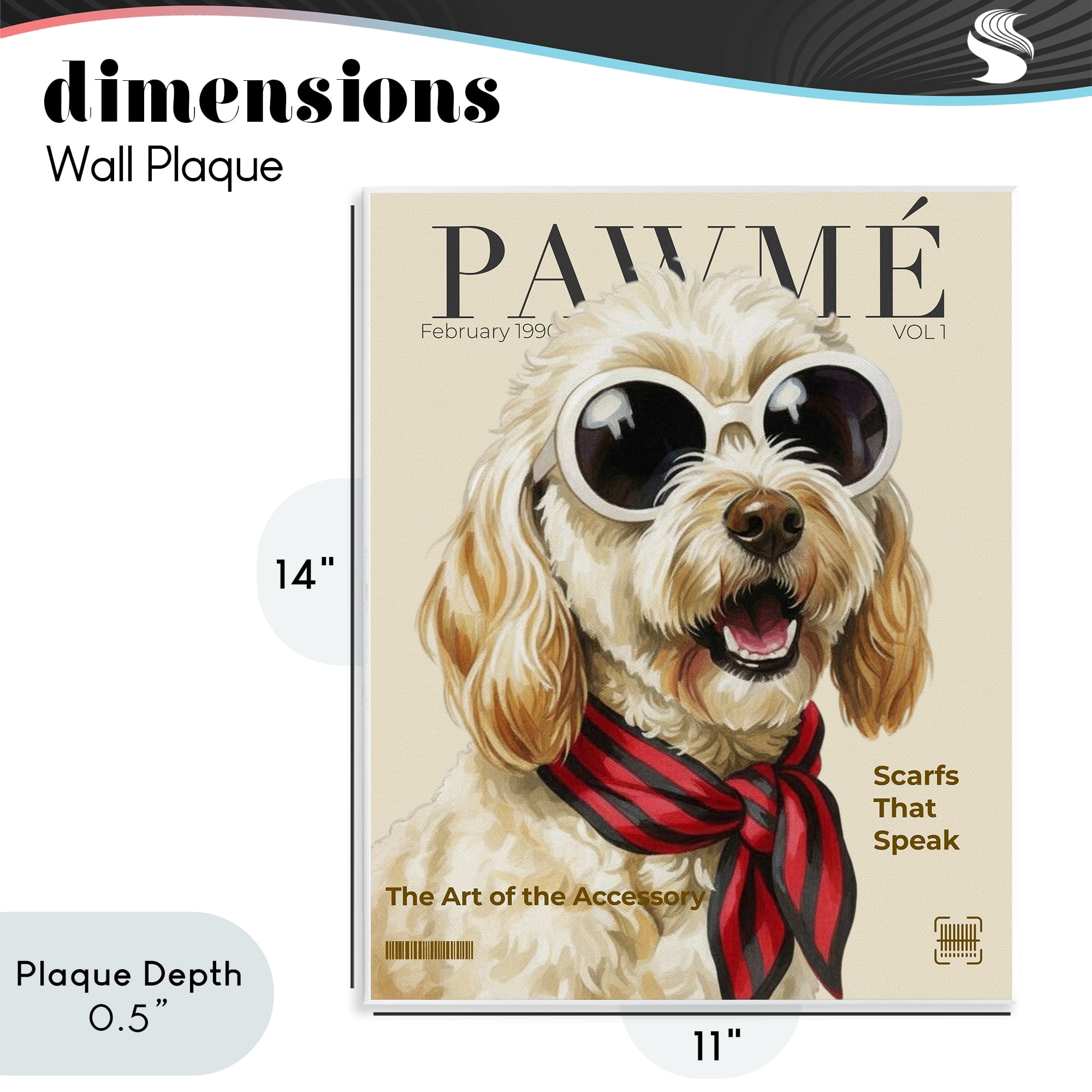 Stupell Industries Pawme Dog Fashion Magazine Wall Plaque Art, design by A Barefoot Stylist
