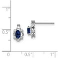 thumbnail image 2 of 925 Sterling Silver Polished Post Created Sapphire and Diamond Earrings 10x6mm Wide Stud Earring for Women, 2 of 2