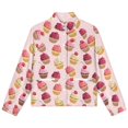 thumbnail image 4 of Jackets for Women Winter Coat Jackets Flannel Stand Collar Jacket(Delicious Pink Retro Cupcakes,Size:S-4XL), 4 of 7