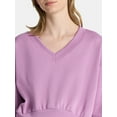 thumbnail image 4 of No Boundaries V-Neck Fleece Cropped Sweatshirt, Women's, 4 of 5