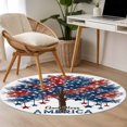 thumbnail image 5 of Independence Day Washable Round Area Rug 3.3 ft, Five-Pointed Star Tree U.S. Flag Themed, Soft Non Slip Rugs Stain Repellent Indoor Felt Carpet for Living Dining Room Bedroom Home Office, 5 of 9
