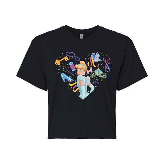 Disney Princess - Heart Cinderella - Junior's Cropped T-Shirt