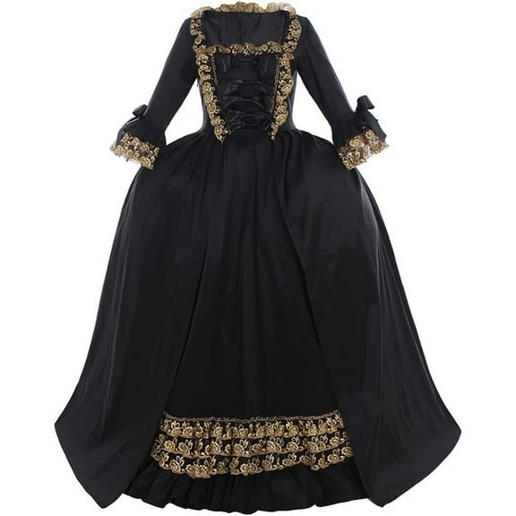 Women's Queen Marie Antoinette Rococo Ball Gown Gothic Victorian Dress Black