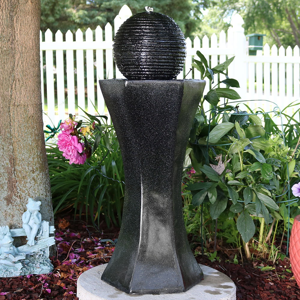 Solar Fountain Black Garden /& Outdoor