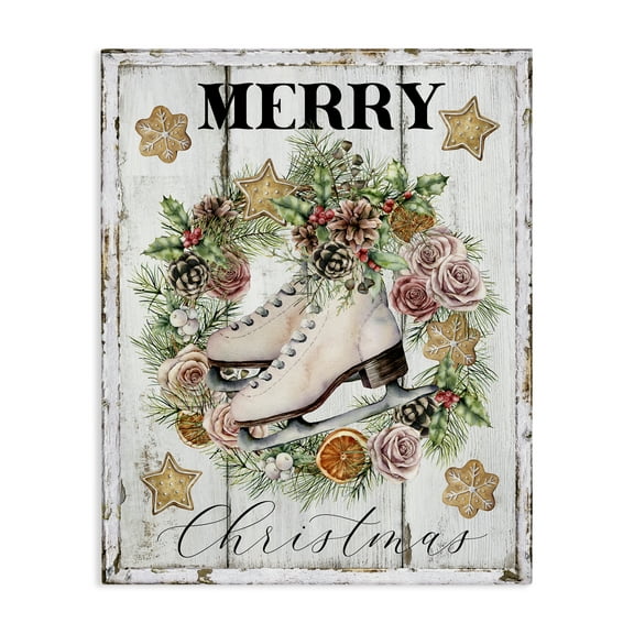 Stupell Industries Winter Ice Skates Holiday Painting Gallery Wrapped Canvas Art Prints Wall Art, 16 x 20