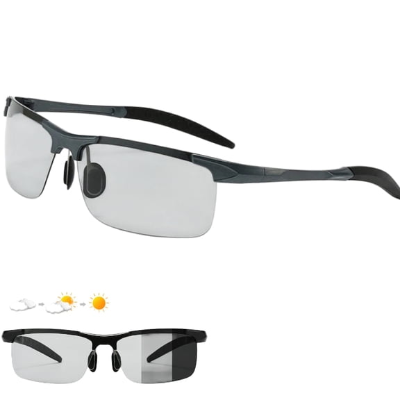 Photochromic Sunglasses with Anti-glare Polarized Lens, Smart Polarized Sunglasses for Outdoor Z87 Safety UV400 Protection,gray