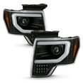 thumbnail image 2 of AKKON - Fits 2013-2014 Ford F-150 [HID/Xenon Type] Projector Black Headlights w/ LED Tube Bar Running + Sequential Signal Pair, 2 of 7
