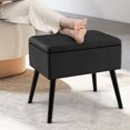 thumbnail image 4 of Costway Ottomane de Rangement en Velours, Tabouret de Coiffeuse Capitonné à Dessus Rabattable, Repose-Pieds avec Pattes en Bois, 4 of 10