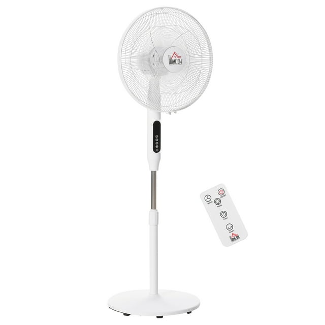 HOMCOM Ventilateur sur Pied avec Télécommande, Grand Ventilateur Électrique sur Pied