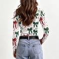 thumbnail image 7 of Christmas Graphic Tee for Women Long Sleeve Crew Neck Slim Fit Holiday Shirt for Festive Casual Everyday Wear, 7 of 7